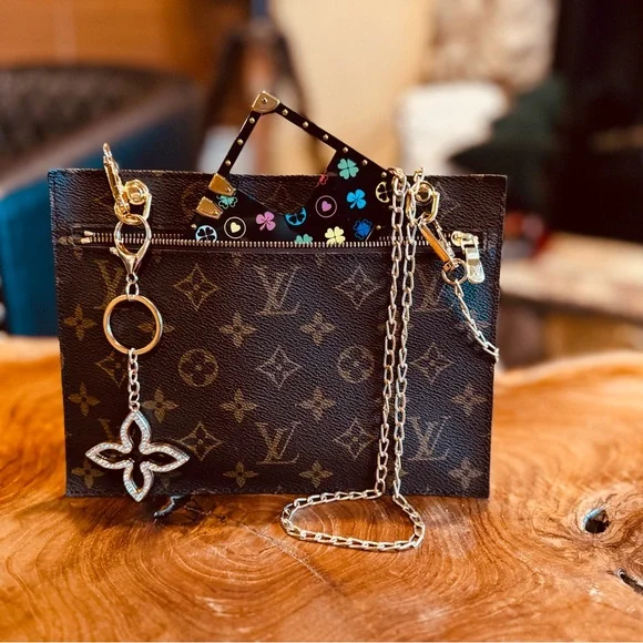 Louis Vuitton Monogram Insert Pouch (Randonne) Purse Brown/converted Crossbody - Picture 2 of 12